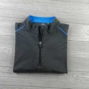 Tasc Performance Pullover Sweatshirt Mens Large Gray Blue 1/4 Zip Bamboo Stretch